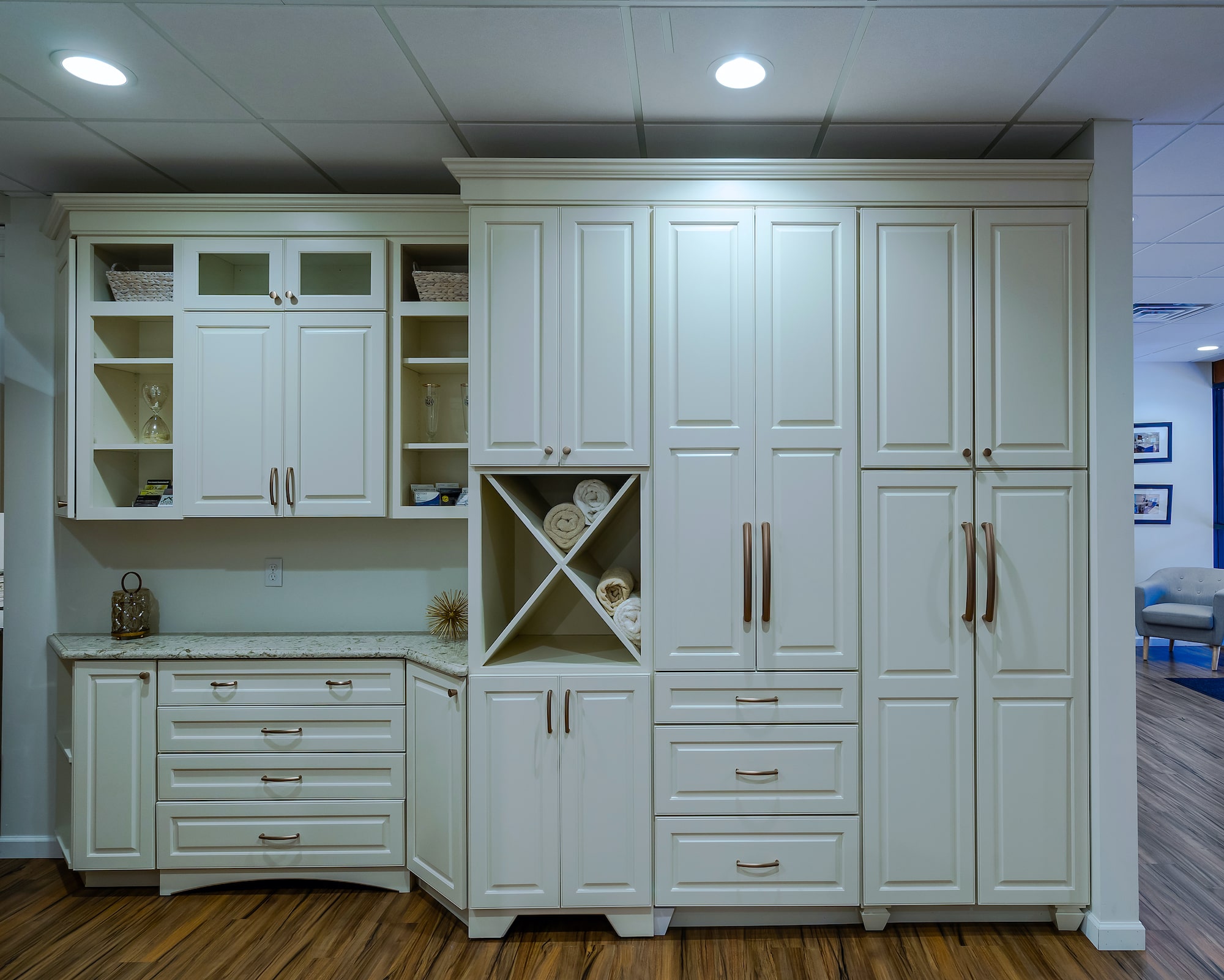 Image of a showroom cabinet options.